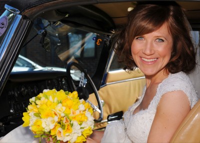 Yes brides, you can fit in the Jag in your wedding dress...