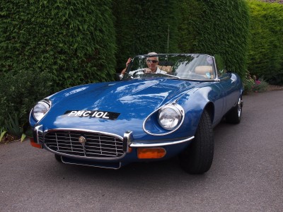 Cov Pete enjoys his special day in the E-Type Jaguar